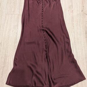 Chic Satin Maxi Skirt in Rich Burgundy